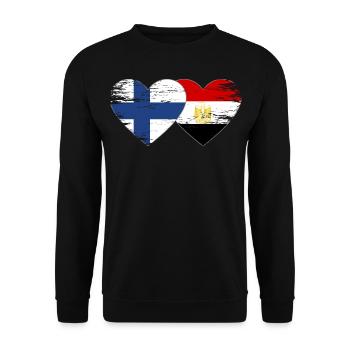 Finland Egypt Flag Hands Heart Shape Used - Unisex Sweatshirt - black - Front - Alina (178cm) & Michal (187cm)