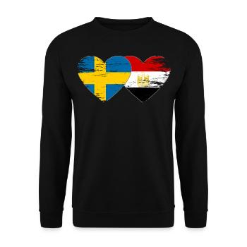 Sweden Egypt Flag Hands Heart Shape Used - Unisex Sweatshirt - black - Front - Alina (178cm) & Michal (187cm)