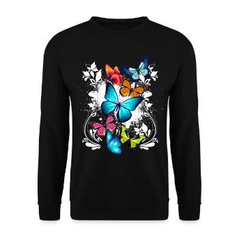 Butterfly Colorful Colorful Beautiful Art Nature - Unisex Sweatshirt - black - Front - Alina (178cm) & Michal (187cm)