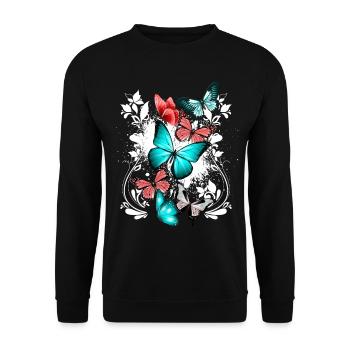 Butterfly Colorful Colorful Beautiful Art Nature - Unisex Sweatshirt - black - Front - Alina (178cm) & Michal (187cm)