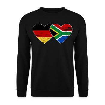 Allemagne Afrique du Sud Drapeau Mains Coeur Forme Utilisé - Sweat-shirt Unisexe - noir - Devant - Alina (178cm) & Michal (187cm)
