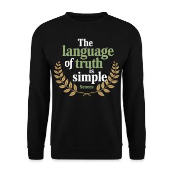 Seneca | The Language of Truth is Simple - Unisex Sweatshirt - black - Front - Alina (178cm) & Michal (187cm)