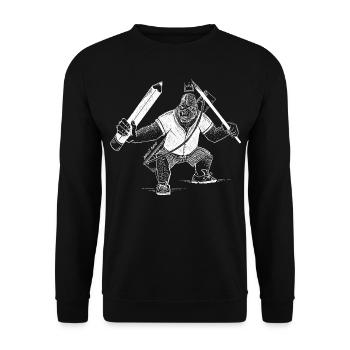 Creative King Gorilla – Der Chef mit dem Stift - Unisex Pullover - Schwarz - Vorne - Alina (178cm) & Michal (187cm)