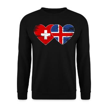 Switzerland Iceland Flag Heart used - Unisex Sweatshirt - black - Front - Alina (178cm) & Michal (187cm)