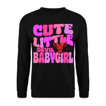 Babygirl - Cute Little Babygirl Devil - Unisex Pullover - Schwarz - Vorne - Alina (178cm) & Michal (187cm)