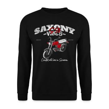 Saxony Vibes - Grimma Vibes - S50 - S51 - Simson - Unisex Pullover - Schwarz - Vorne - Alina (178cm) & Michal (187cm)