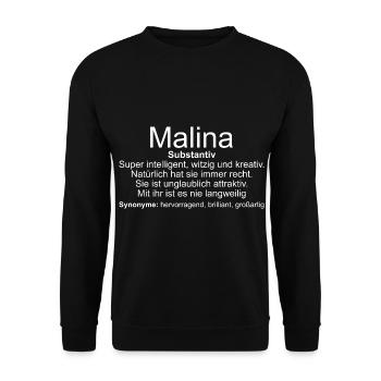 Name Definition Malina - Unisex Pullover - Schwarz - Vorne - Alina (178cm) & Michal (187cm)