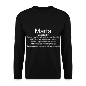 Name Definition Marta - Unisex Pullover - Schwarz - Vorne - Alina (178cm) & Michal (187cm)