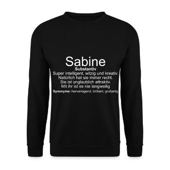 Name Definition Sabine - Unisex Pullover - Schwarz - Vorne - Alina (178cm) & Michal (187cm)