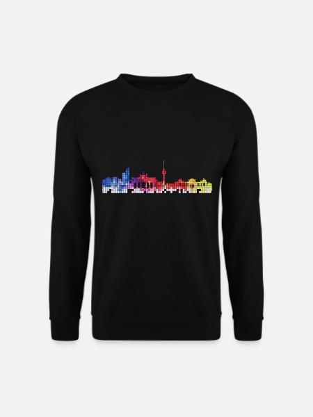 Berlin Deutschland Stadt Skyline Pixel Bunt - Unisex Pullover - Schwarz