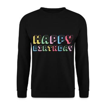 Happy Birthday Greeting Gift Idea - Unisex Sweatshirt - black - Front - Alina (178cm) & Michal (187cm)