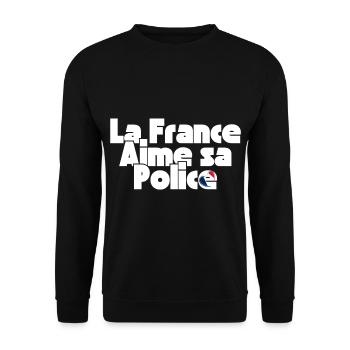 La France Aime Sa Police - Sweat-shirt Unisexe - noir - Devant - Alina (178cm) & Michal (187cm)