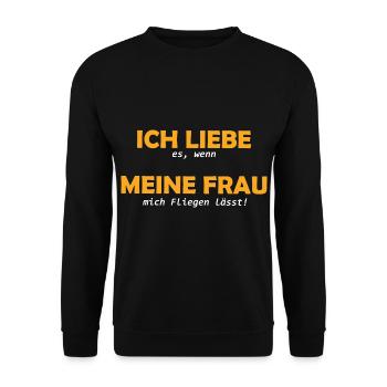Fliegen Spruch Geschenk - Unisex Pullover - Schwarz - Vorne - Alina (178cm) & Michal (187cm)