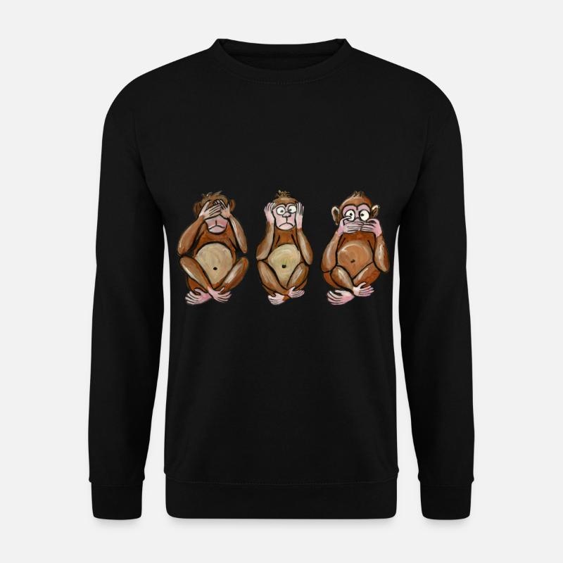 Die 3 Affen blinden Affen die Tauben und die Stummen - Unisex Pullover - Schwarz
