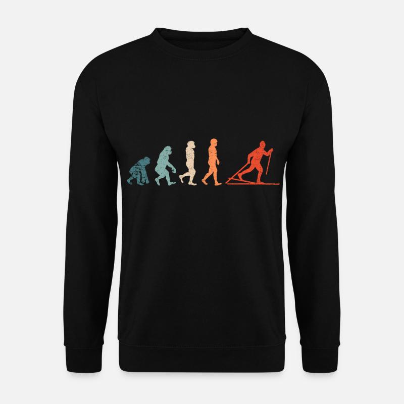 EVOLUTION Langlauf Ski Skifahrer Retro Vintage - Unisex Pullover - Schwarz