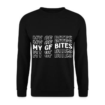 My GF Bites 8 - Unisex Pullover - Schwarz - Vorne - Alina (178cm) & Michal (187cm)
