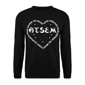 ATSEM COEUR SOURIANTE - Sweat-shirt Unisexe - noir - Devant - Alina (178cm) & Michal (187cm)