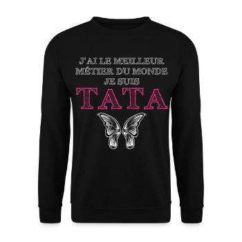 Je suis Tata - Sweat-shirt Unisexe - noir - Devant - Alina (178cm) & Michal (187cm)