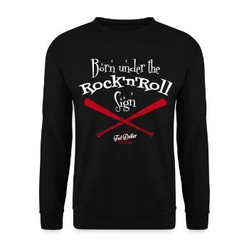 Born under the rock'n'Rol - Unisex Pullover - Schwarz - Vorne - Alina (178cm) & Michal (187cm)