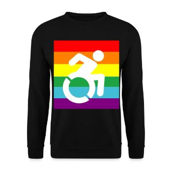 Behinderte, Schwule, Rollstuhl, Pride, LGBTQ # - Unisex Pullover - Schwarz - Vorne - Alina (178cm) & Michal (187cm)