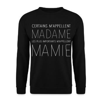 Madame Mamie - Sweat-shirt Unisexe - noir - Devant - Alina (178cm) & Michal (187cm)