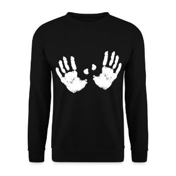 2 mains blanches couleur fantôme bobbs sein moi aussi - Sweat-shirt Unisexe - noir - Devant - Alina (178cm) & Michal (187cm)