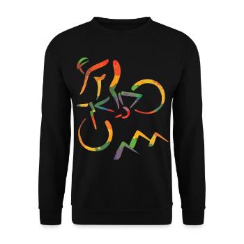 Farbiger Mountainbiker - Unisex Pullover - Schwarz - Vorne - Alina (178cm) & Michal (187cm)