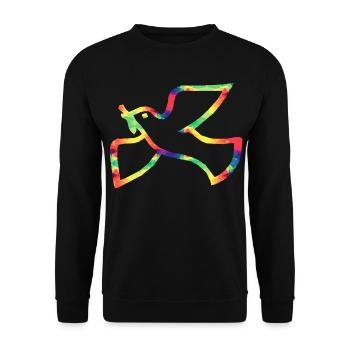 Bunte Friedenstaube - Unisex Pullover - Schwarz - Vorne - Alina (178cm) & Michal (187cm)