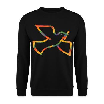 Farbige Friedenstaube - Unisex Pullover - Schwarz - Vorne - Alina (178cm) & Michal (187cm)