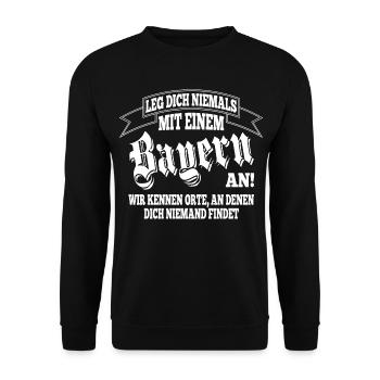 LEG DICH NIEMALS... - Unisex Pullover - Schwarz - Vorne - Alina (178cm) & Michal (187cm)