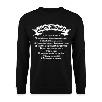 Bayrische Grundregeln - Unisex Pullover - Schwarz - Vorne - Alina (178cm) & Michal (187cm)
