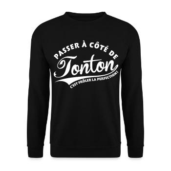 Tonton perfection - Sweat-shirt Unisexe - noir - Devant - Alina (178cm) & Michal (187cm)