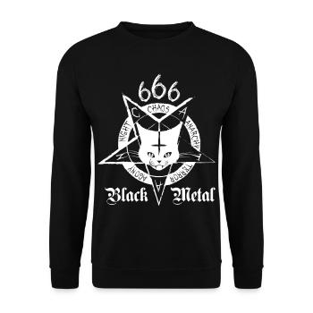Black Metal Cat - CATAN (weißes Logo) - Unisex Pullover - Schwarz - Vorne - Alina (178cm) & Michal (187cm)