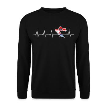 I love Croatia - heartbeat - Unisex Sweatshirt - black - Front - Alina (178cm) & Michal (187cm)