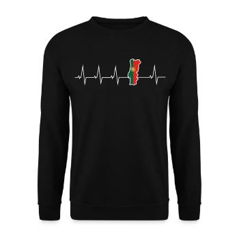 Ich liebe Portugal - Herzschlag - Unisex Pullover - Schwarz - Vorne - Alina (178cm) & Michal (187cm)