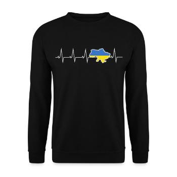 I love Ukraine - heartbeat - Unisex Sweatshirt - black - Front - Alina (178cm) & Michal (187cm)