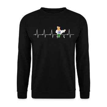 I love India - heartbeat - Unisex Sweatshirt - black - Front - Alina (178cm) & Michal (187cm)