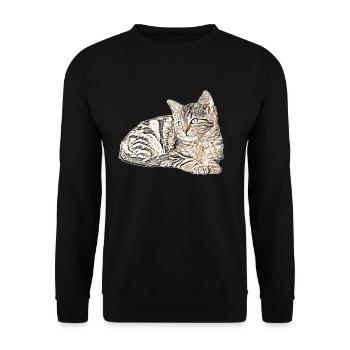 Süsse katze - Unisex Pullover - Schwarz - Vorne - Alina (178cm) & Michal (187cm)