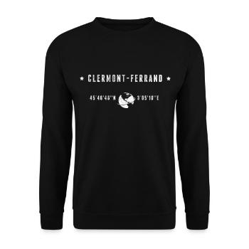 Clermont Ferrand Coordonnées Géographiques Stylisé - Sweat-shirt Unisexe - noir - Devant - Alina (178cm) & Michal (187cm)