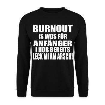 BURNOUT! LECK MI AM ARSCH - Unisex Pullover - Schwarz - Vorne - Alina (178cm) & Michal (187cm)