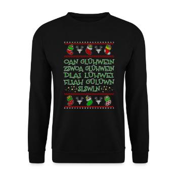 Glühwein - bayerisch - Unisex Pullover - Schwarz - Vorne - Alina (178cm) & Michal (187cm)