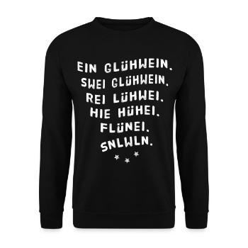 Ein Glühwein swei Glühwein Trinkspruch Weihnachten - Unisex Pullover - Schwarz - Vorne - Alina (178cm) & Michal (187cm)
