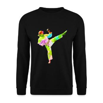 Bunte Karateka - Unisex Pullover - Schwarz - Vorne - Alina (178cm) & Michal (187cm)