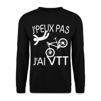 J'PEUX PAS , J'AI VTT - Sweat-shirt Unisexe - noir - Devant - Alina (178cm) & Michal (187cm)