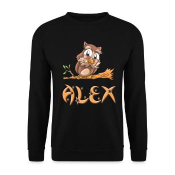 Eule Alex - Unisex Pullover - Schwarz - Vorne - Alina (178cm) & Michal (187cm)