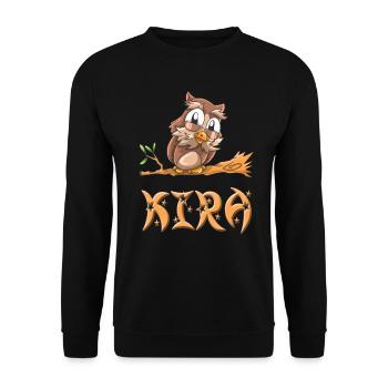 Eule Kira - Unisex Pullover - Schwarz - Vorne - Alina (178cm) & Michal (187cm)