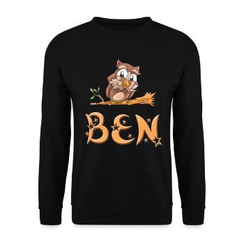 Owl Ben - Unisex Sweatshirt - black - Front - Alina (178cm) & Michal (187cm)