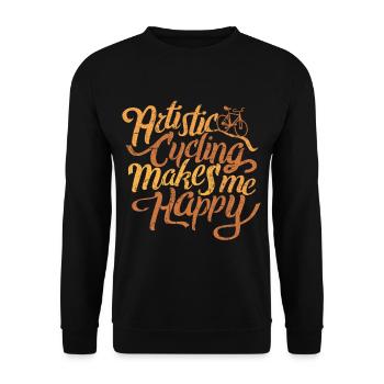 Kunstrad, Kunstradfahren,  Makes Me Happy - Unisex Pullover - Schwarz - Vorne - Alina (178cm) & Michal (187cm)