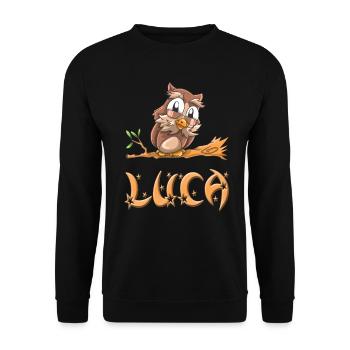 Owl Luca - Unisex Sweatshirt - black - Front - Alina (178cm) & Michal (187cm)