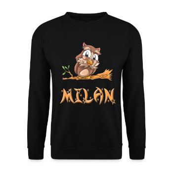 Eule Milan - Unisex Pullover - Schwarz - Vorne - Alina (178cm) & Michal (187cm)
